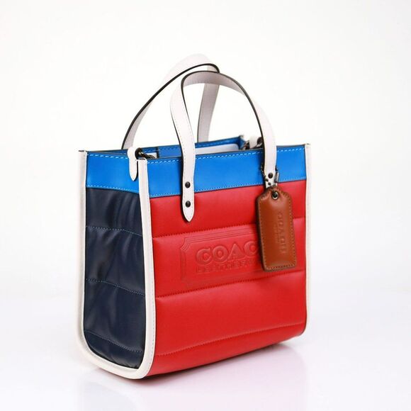 NWT Coach Quilted Leather Field 22 Tote Candy Apple Multi - Picture 6 of 11